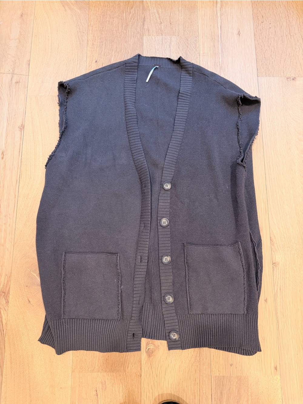 Free People Oversized Ribbed Sweater Vest Cardigan